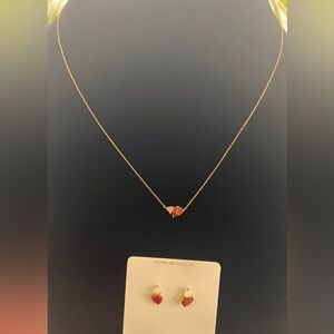 Anthropologie  Gold and Red Jewelry Set